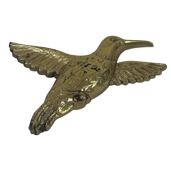 Vintage 1985 Homco Inc. Gold Plastic Hummingbird Small Wall Decor Hanging - Picture 1 of 15